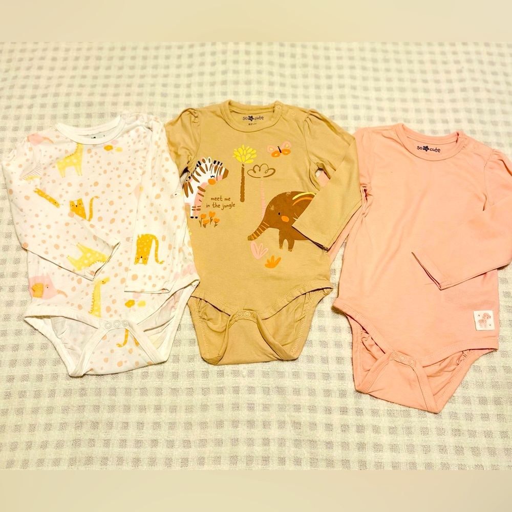Safari Adventure Kids Bodysuit Set - White, Tan, and Pink